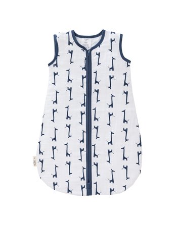Sleeping bag muslin double layered Giraf indigo blue size: 0-6 m