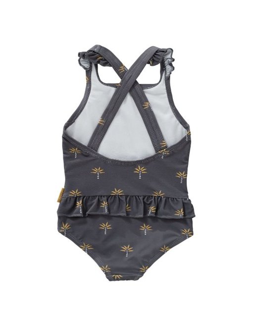 UV badpak meisjes palmboom staalgrijs 122/128