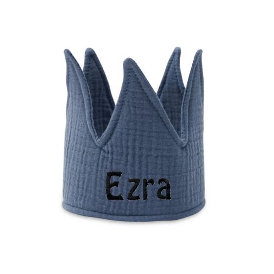 Jollein Verjaardagskroon 12x35cm Jeans Blue met geborduurde naam