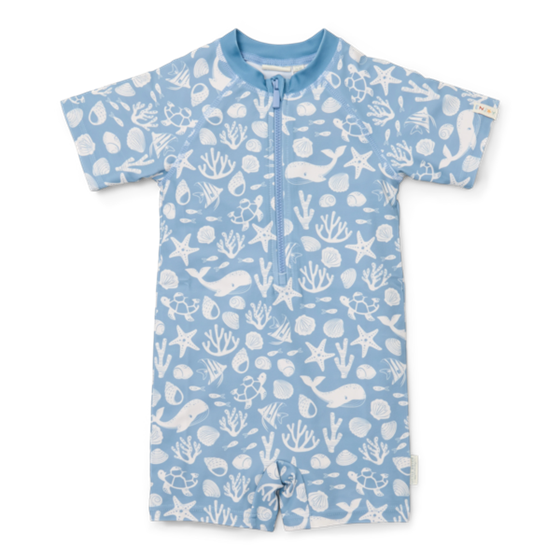 Little Dutch zwempak korte mouwen sea life ocean blue - maat 86/92
