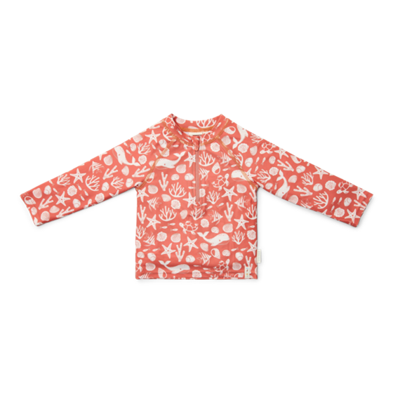 Little Dutch zwemshirt lange mouwen sea life coral red - maat 62/68