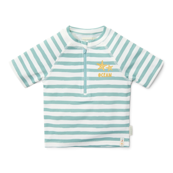Little Dutch zwemshirt korte mouwen stripes surf blue - maat 74/80