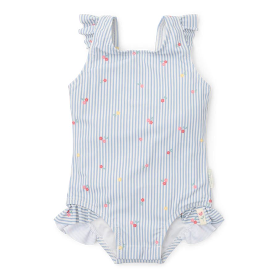 Little Dutch badpak sunny flowers blue - maat 74/80