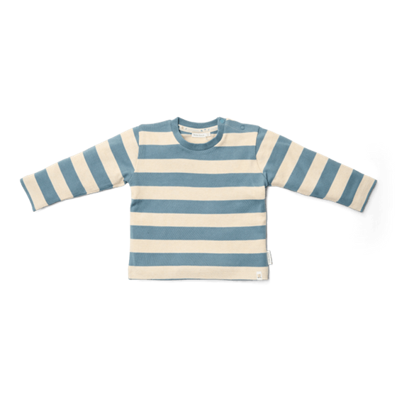 Little Dutch T-shirt lange mouw Stone Blue Stripe - maat 98