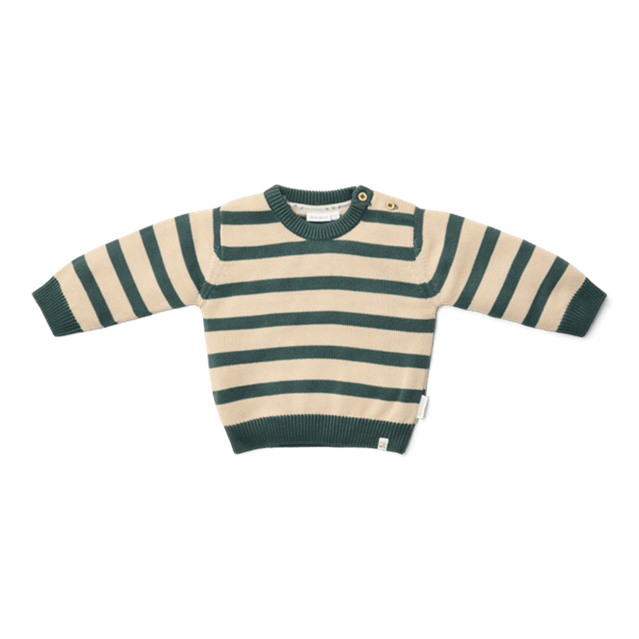 Little Dutch Gebreide trui Balsam Green Stripe - maat 86