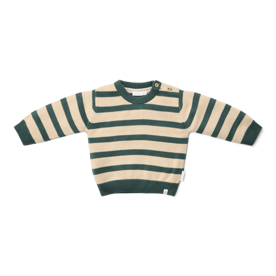 Little Dutch Gebreide trui Balsam Green Stripe - maat 98