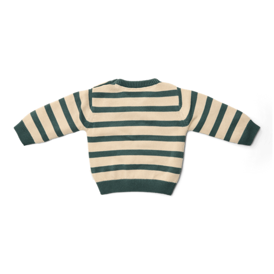 Little Dutch Gebreide trui Balsam Green Stripe - maat 86