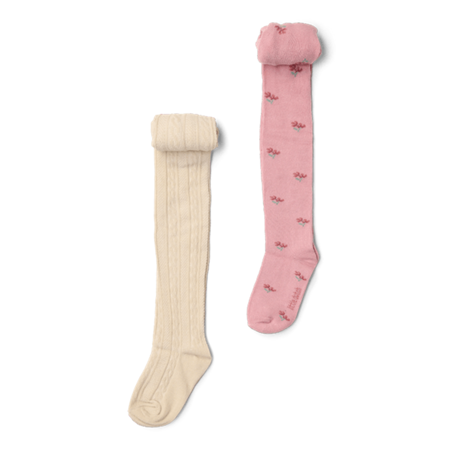 Little Dutch 2-pack Maillots Sand/Velvet Rose - maat 98/104