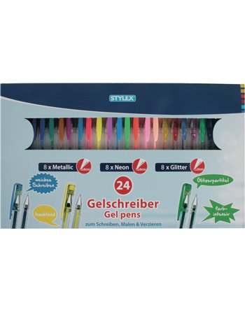 24 gelpennen ass. in geschenkverp.